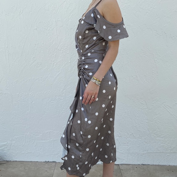 Flowy off the shoulder polka dot summer dress - Picture 2 of 3